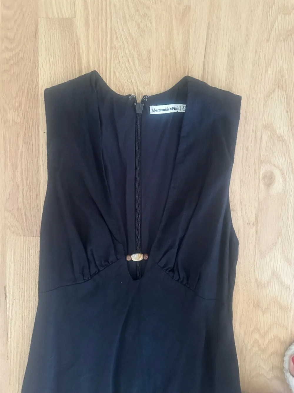 Abercrombie & Fitch Black Sleeveless Linen Bead Dress